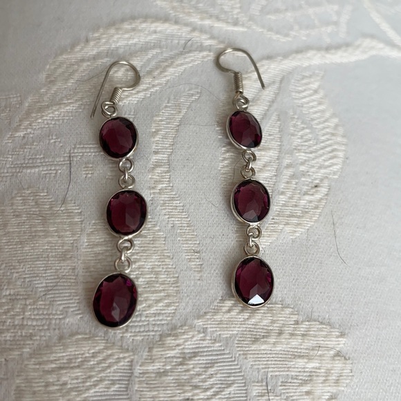 Hand Crafted Jewelry - Handmade! Genuine amethyst light color in a 3 stone 925 silver